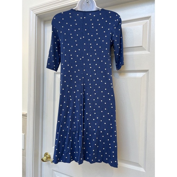 EUC Old Navy Jersey Knit Swing Dress Elbow Sleeves Extra Small XS Blue Polka Dot - Picture 1 of 11